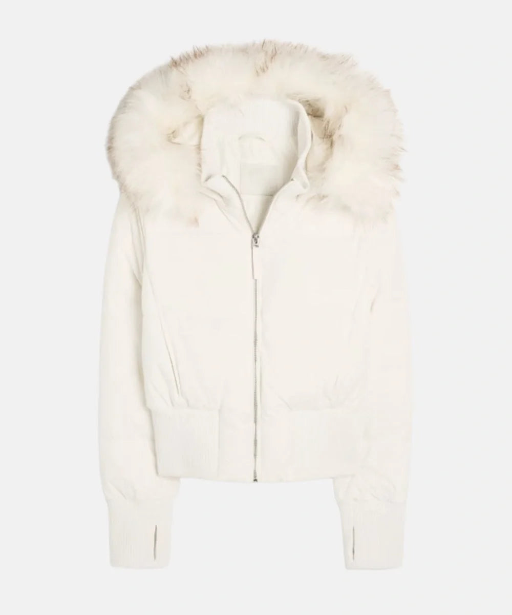 Quilted Puffer Bomber Jacket – Faux Fur Hood Slim Fit Winter