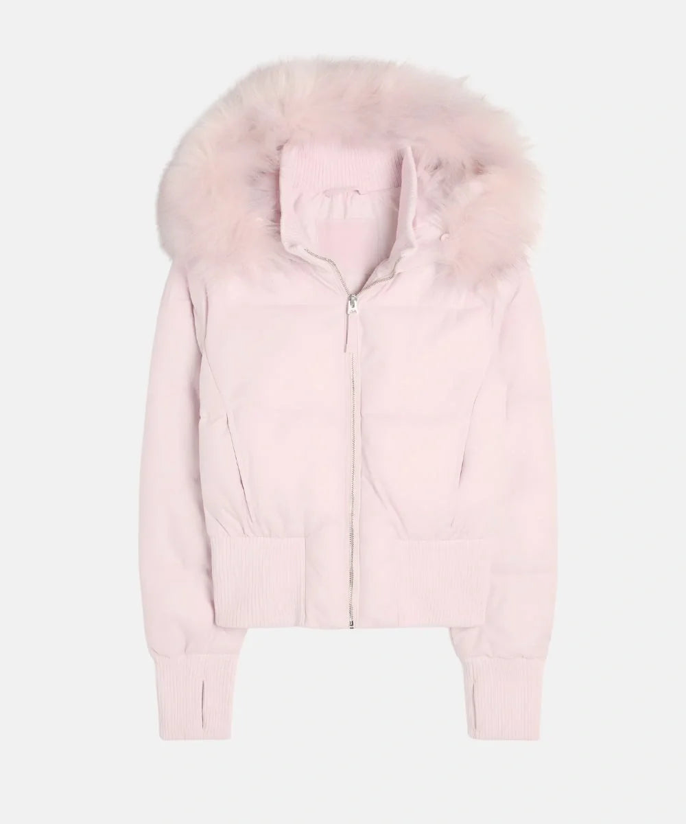 Quilted Puffer Bomber Jacket – Faux Fur Hood Slim Fit Winter