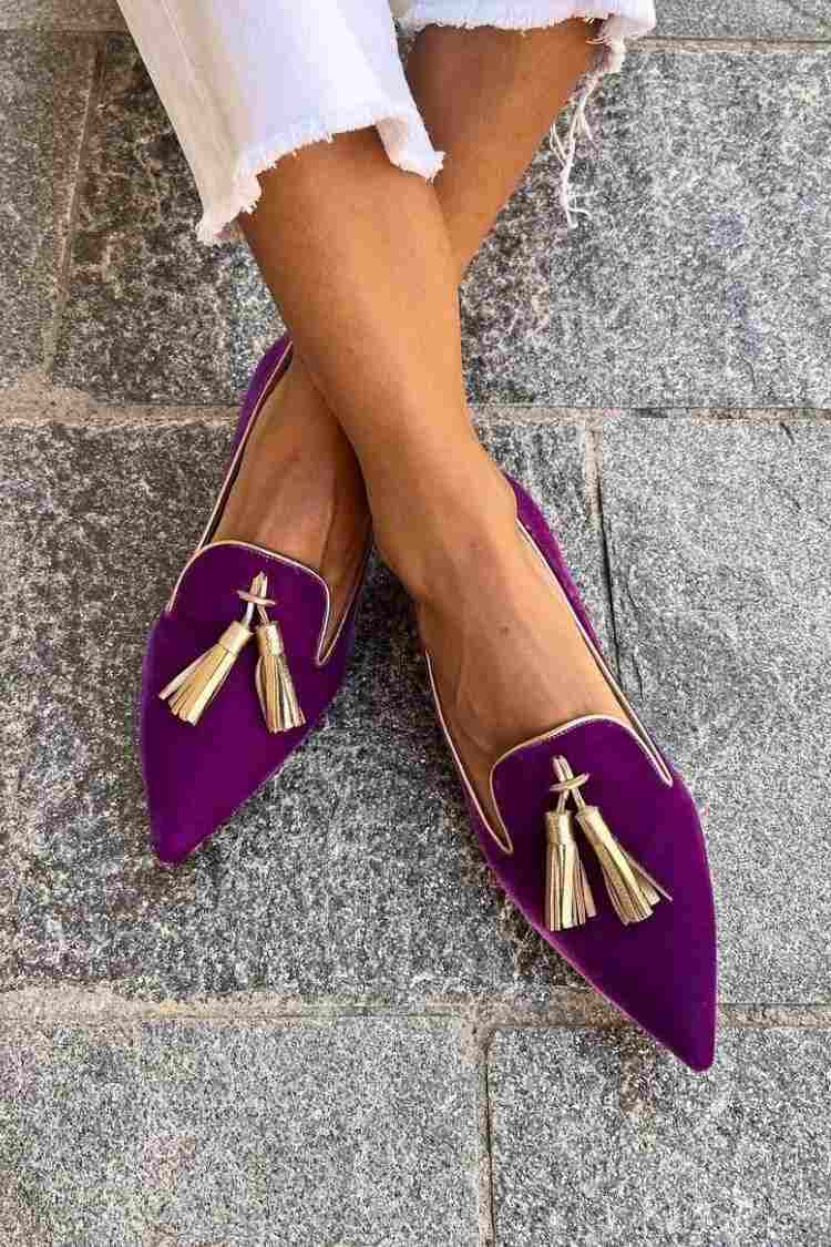 Pointed Toe Tassel Loafers – Slip-On Flat Suede Loafers Women