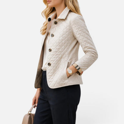Diamond Quilted Jacket Women – Button-Front Lightweight Transitional Coat