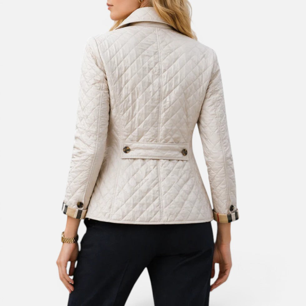 Diamond Quilted Jacket Women – Button-Front Lightweight Transitional Coat