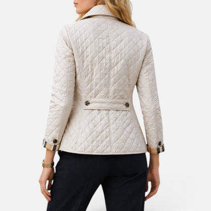 Diamond Quilted Jacket Women – Button-Front Lightweight Transitional Coat