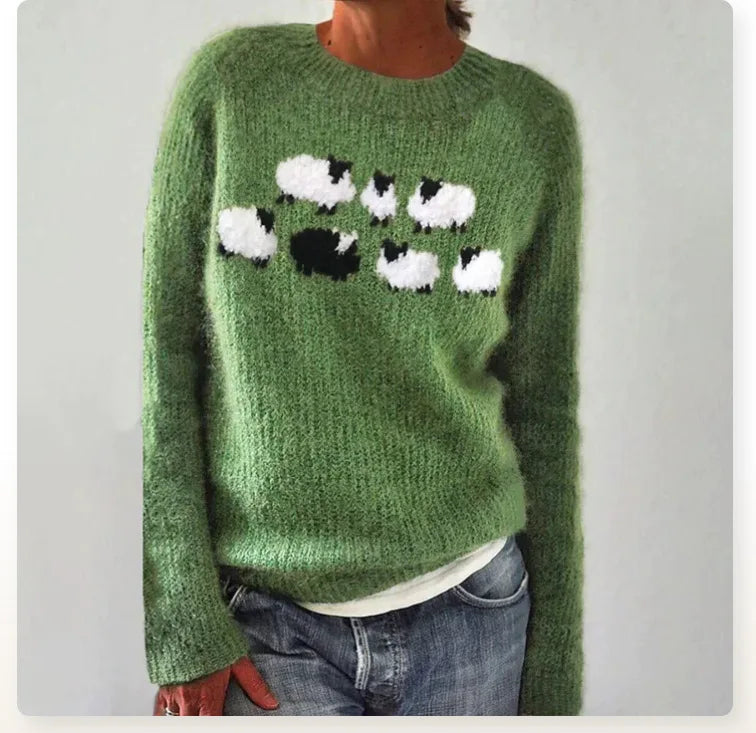 Colorwork Yoke Knit Pullover – Women's Relaxed Fit Sweater