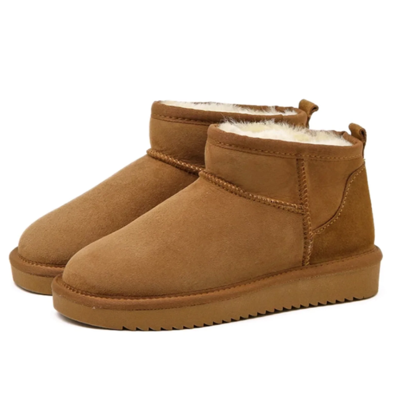 Faux Suede Ankle Boots – Faux Fur Lined Mini Winter Boots