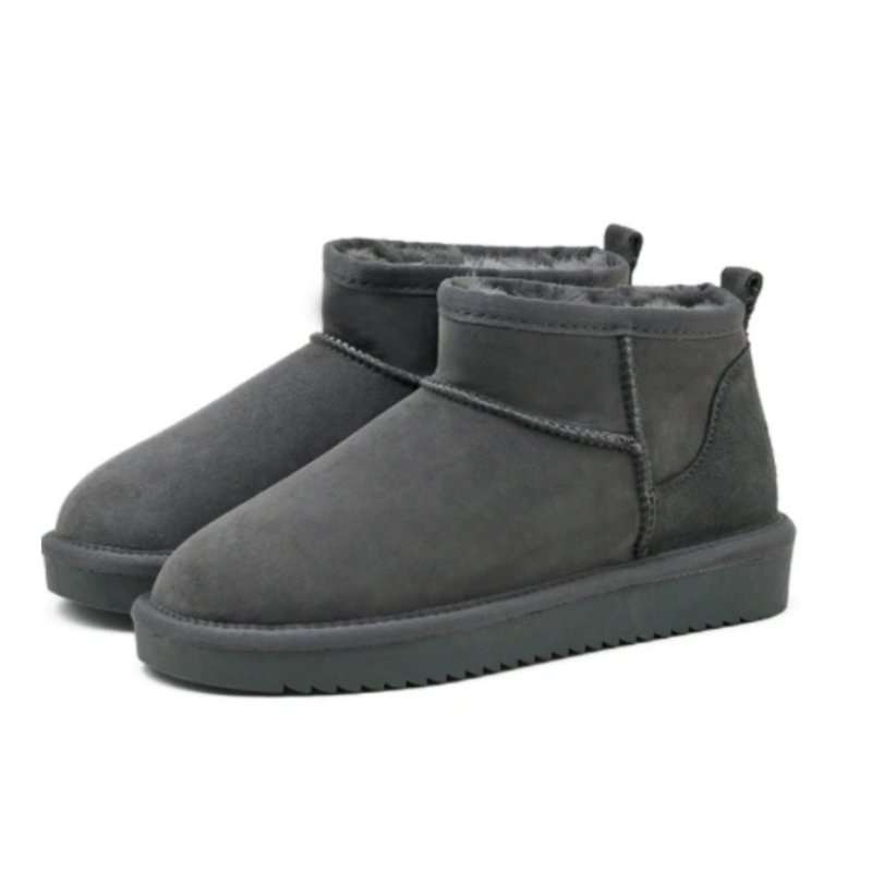 Faux Suede Ankle Boots – Faux Fur Lined Mini Winter Boots