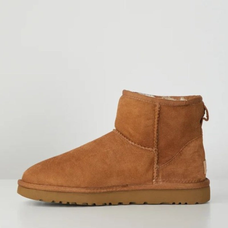 Faux Suede Ankle Boots – Faux Fur Lined Mini Winter Boots