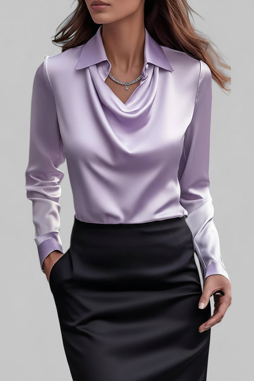 Satin Cowl Neck Blouse – Long Sleeve Work to Evening Top