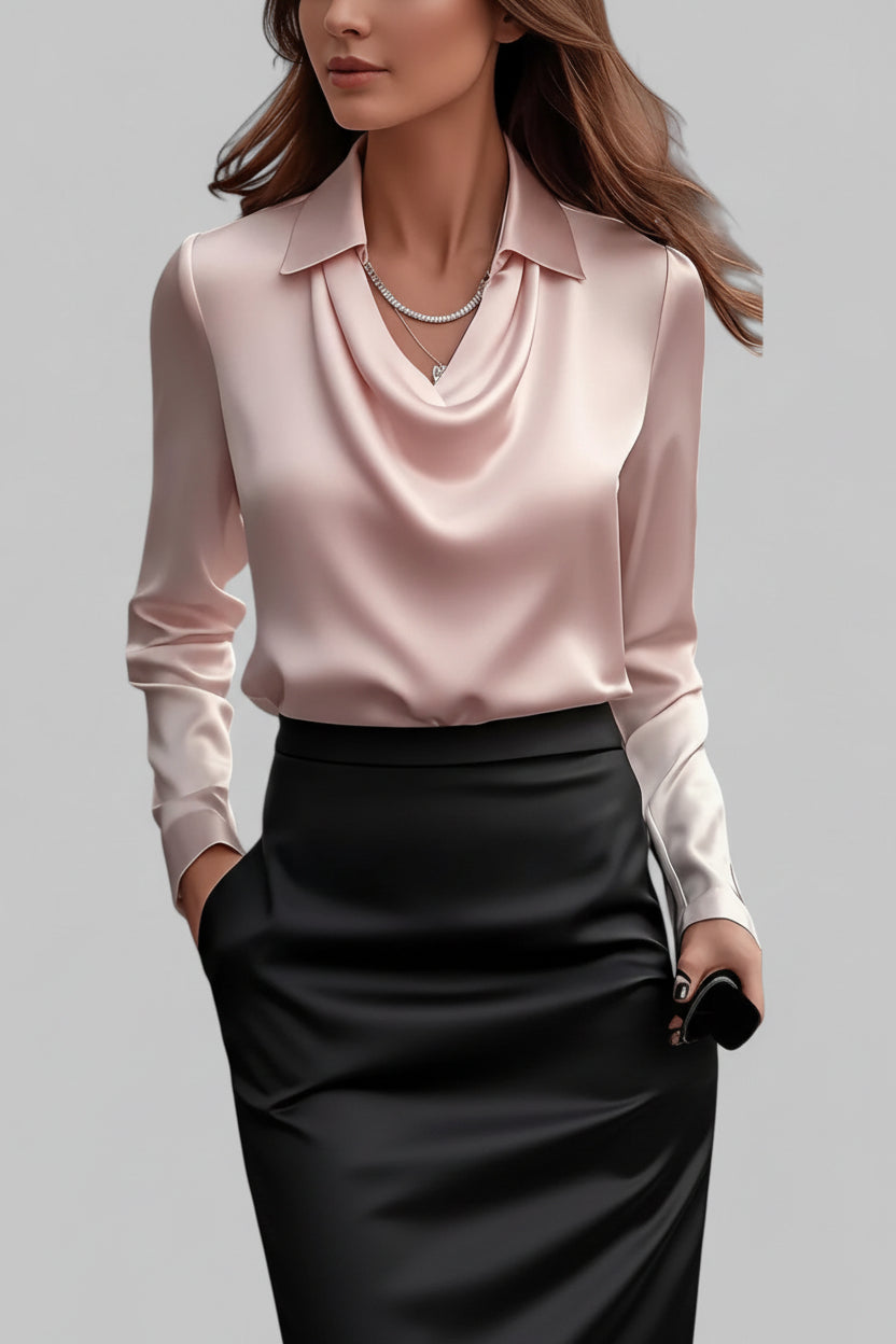 Satin Cowl Neck Blouse – Long Sleeve Work to Evening Top