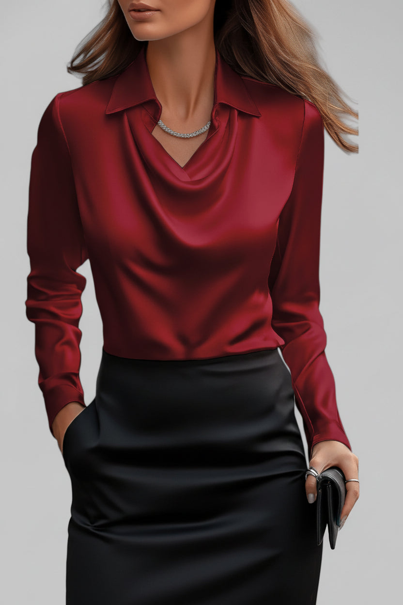 Satin Cowl Neck Blouse – Long Sleeve Work to Evening Top