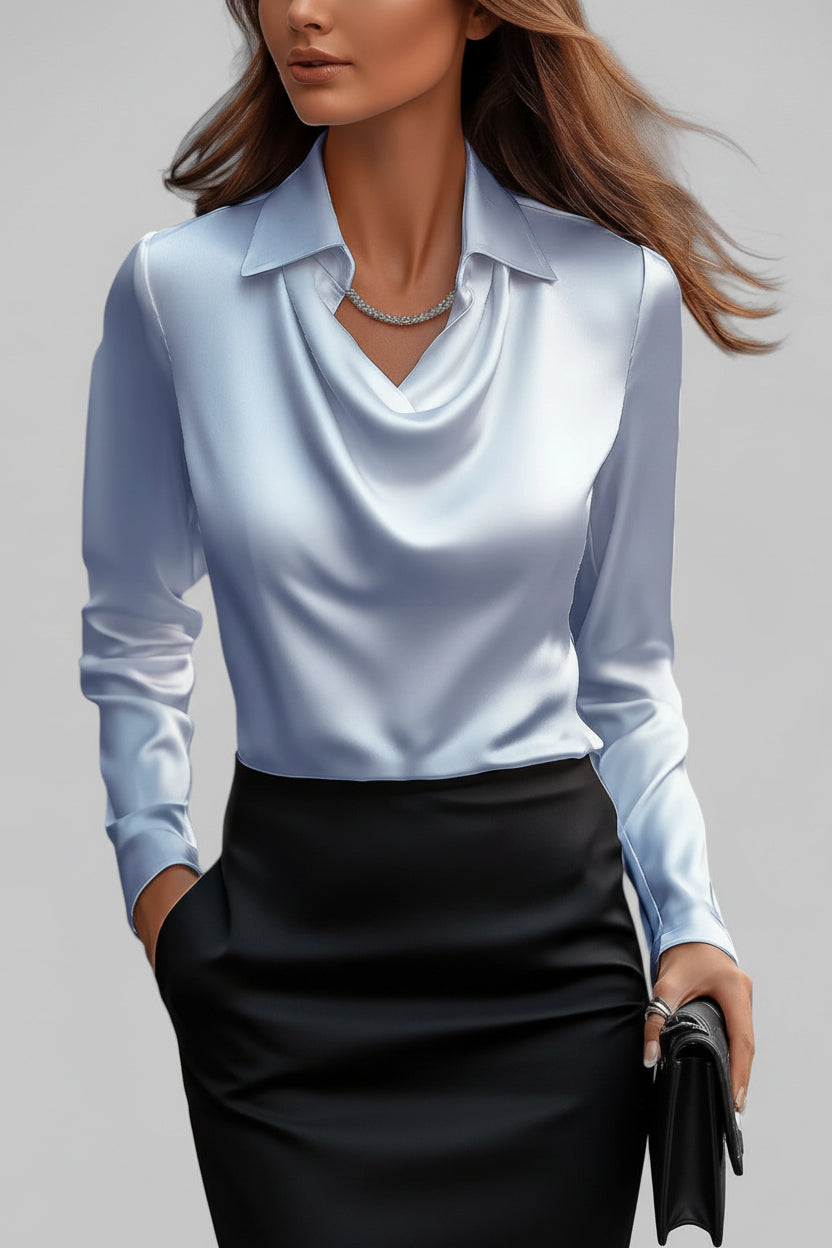 Satin Cowl Neck Blouse – Long Sleeve Work to Evening Top