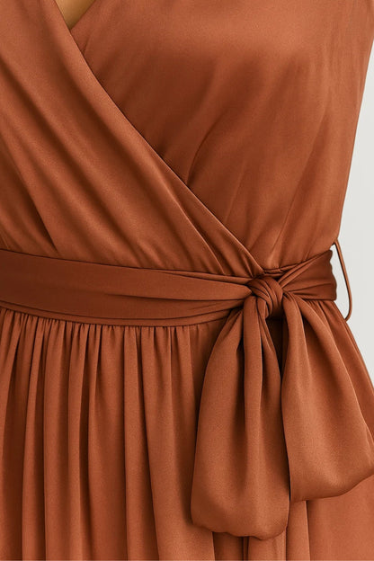 Wrap Maxi Dress – Sleeveless V-Neck A-Line with Front Slit