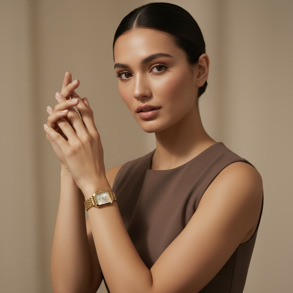 Women's Gold Square Watch – Minimalist Quartz Bracelet Watch