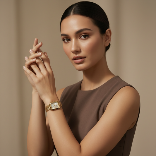 Women's Gold Square Watch – Minimalist Quartz Bracelet Watch