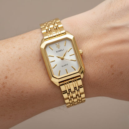Women's Gold Square Watch – Minimalist Quartz Bracelet Watch