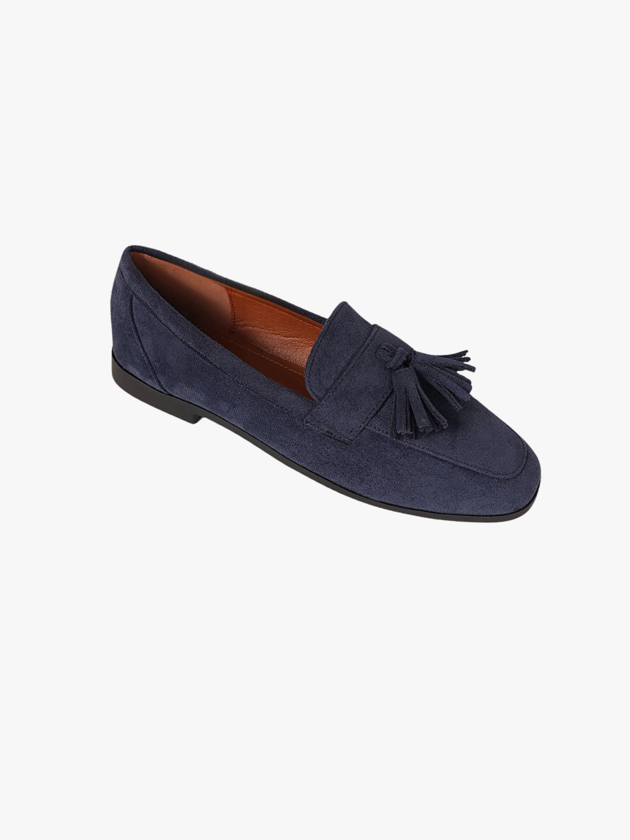 Suede Tassel Loafers – Women's Flat Slip-On Round Toe