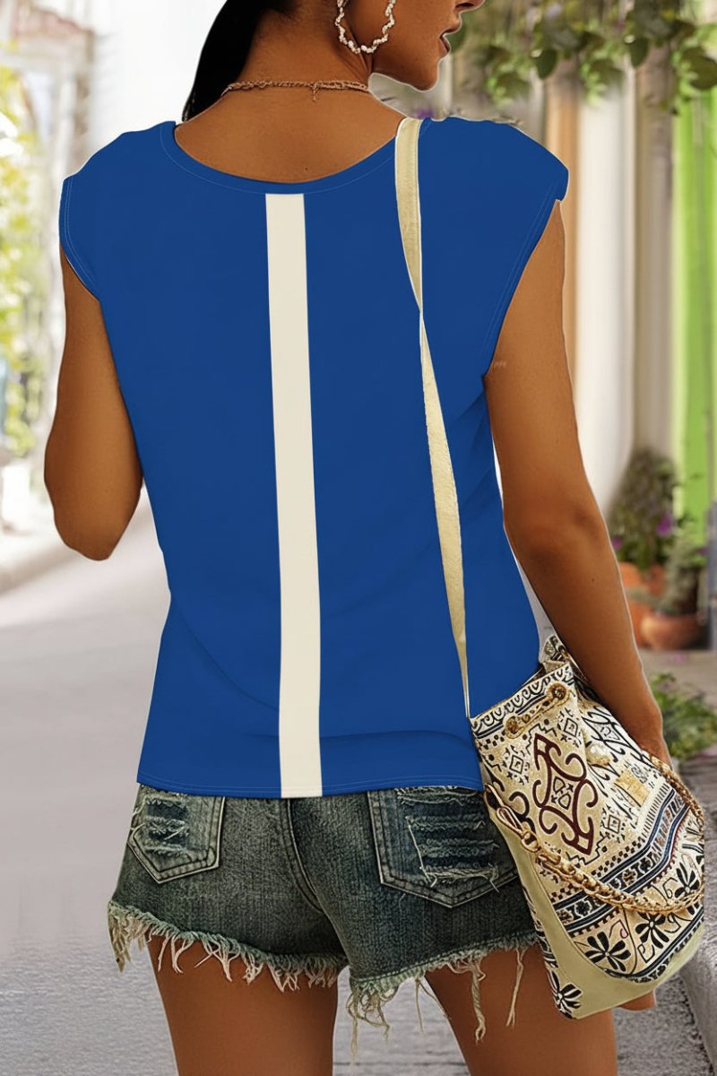 Relaxed V-Neck Cap Sleeve Top – Loose Fit Summer Tee