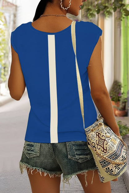 Relaxed V-Neck Cap Sleeve Top – Loose Fit Summer Tee