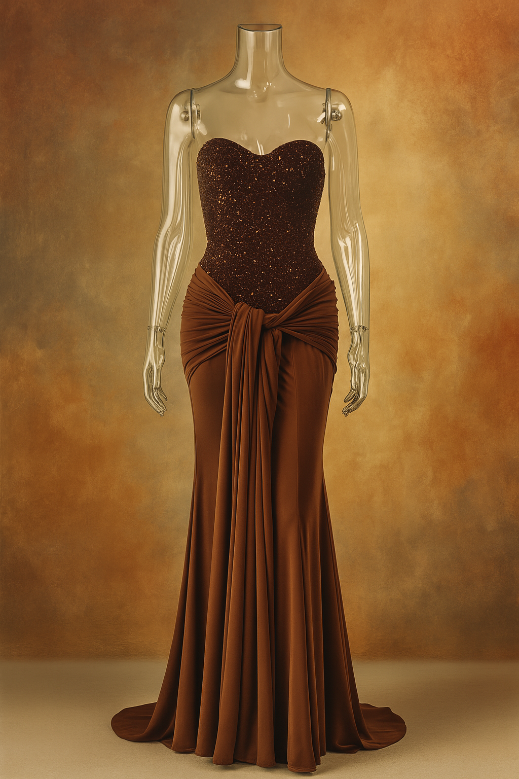 Sequin Corset Strapless Maxi Dress – Ruched Formal Evening Gown