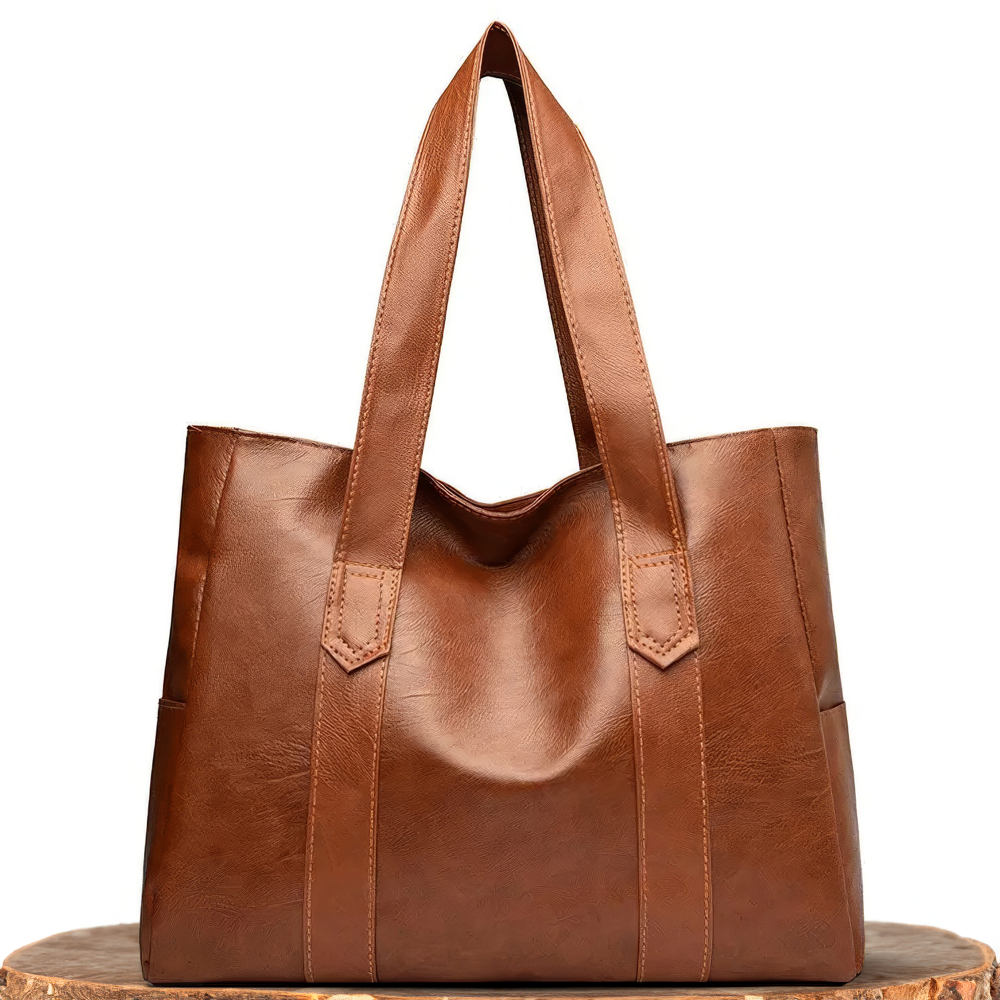 Large Faux Leather Tote Bag – Spacious Shoulder Bag for Work and Daily Use
