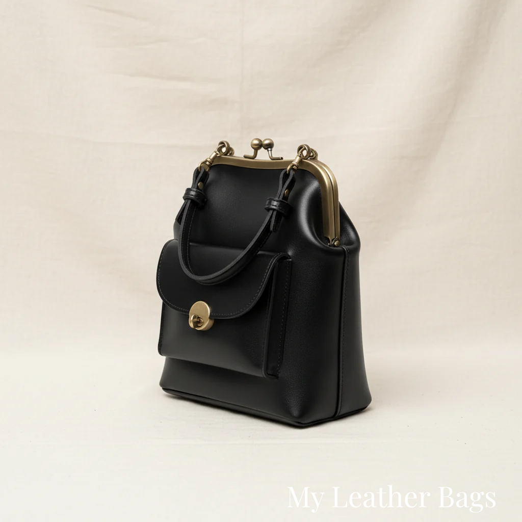 Kiss Lock Handbag – Vintage Frame Clasp Top Handle Purse