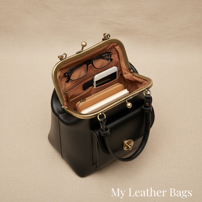 Kiss Lock Handbag – Vintage Frame Clasp Top Handle Purse