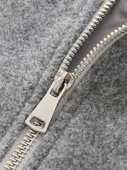Cropped Bomber Jacket Women – Zip-Up Balloon Sleeve Loose Fit