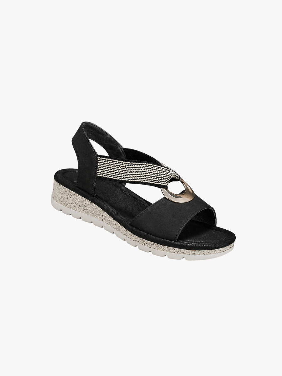 Boho Flat Sandals Women – Gold Moon Detail Crossband Open Toe