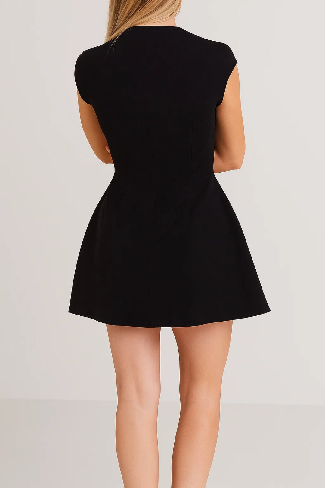 Mock Neck A-Line Mini Dress – Cap Sleeve Fit and Flare