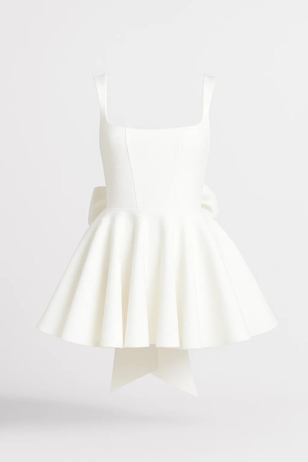 Bow Back Mini Dress – Square Neck A-Line Backless Party Dress