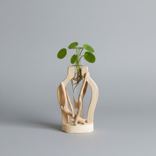 Natural Wooden Flower Vase | Unique Indoor Plant Decoration