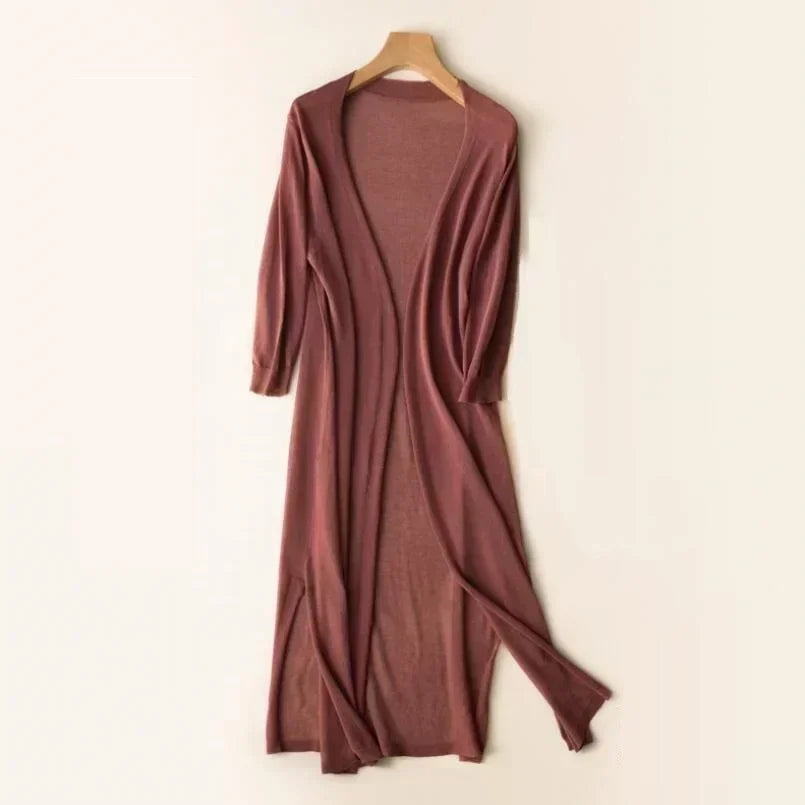 Knit Duster Cardigan – Open Front Maxi Layering Cardigan
