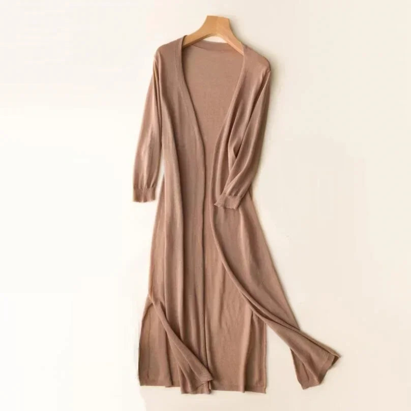 Knit Duster Cardigan – Open Front Maxi Layering Cardigan