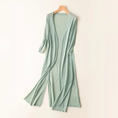 Knit Duster Cardigan – Open Front Maxi Layering Cardigan