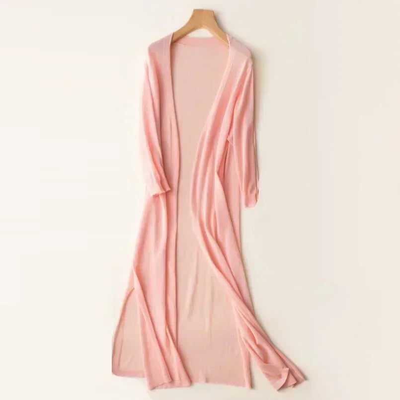 Knit Duster Cardigan – Open Front Maxi Layering Cardigan