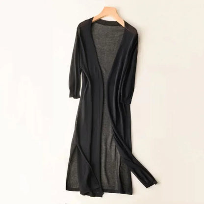Knit Duster Cardigan – Open Front Maxi Layering Cardigan