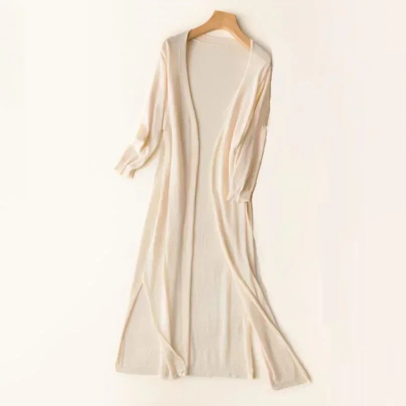 Knit Duster Cardigan – Open Front Maxi Layering Cardigan