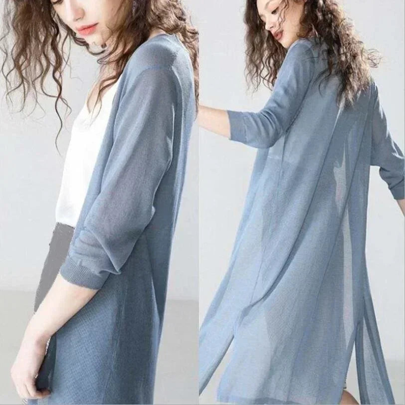 Knit Duster Cardigan – Open Front Maxi Layering Cardigan