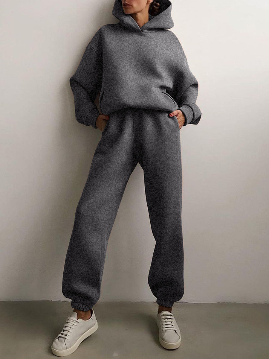 Oversized Hoodie Sweatsuit Set – Two-Piece Pullover Hoodie and Wide-Leg Sweatpants