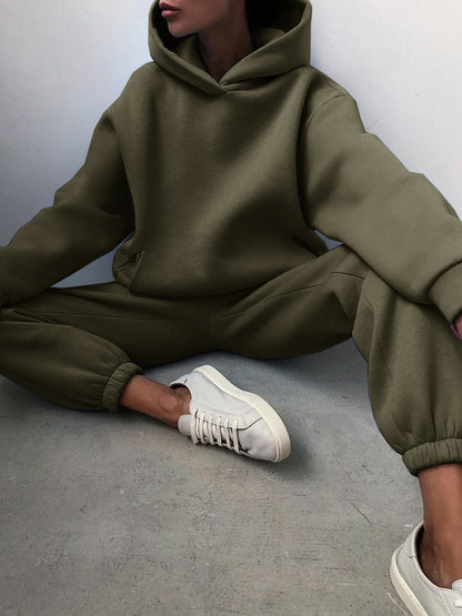 Oversized Hoodie Sweatsuit Set – Two-Piece Pullover Hoodie and Wide-Leg Sweatpants