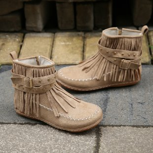 Suede Fringe Ankle Boots – Boho Moccasin Style Buckle Booties
