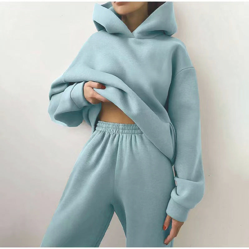 Oversized Hoodie Sweatsuit Set – Two-Piece Pullover Hoodie and Wide-Leg Sweatpants