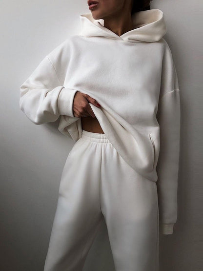 Oversized Hoodie Sweatsuit Set – Two-Piece Pullover Hoodie and Wide-Leg Sweatpants