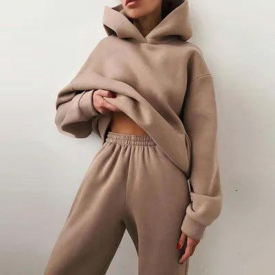 Oversized Hoodie Sweatsuit Set – Two-Piece Pullover Hoodie and Wide-Leg Sweatpants