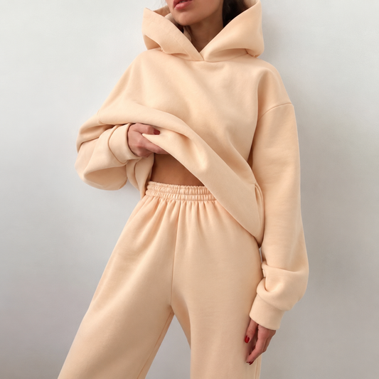 Oversized Hoodie Sweatsuit Set – Two-Piece Pullover Hoodie and Wide-Leg Sweatpants
