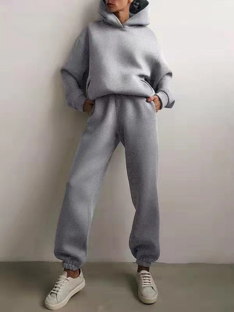 Oversized Hoodie Sweatsuit Set – Two-Piece Pullover Hoodie and Wide-Leg Sweatpants