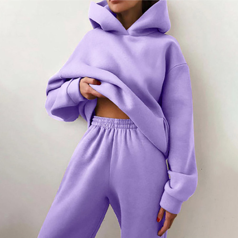 Oversized Hoodie Sweatsuit Set – Two-Piece Pullover Hoodie and Wide-Leg Sweatpants