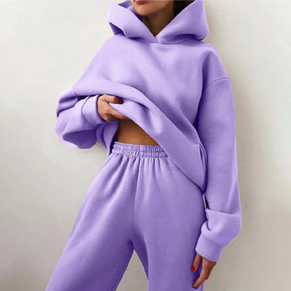 Oversized Hoodie Sweatsuit Set – Two-Piece Pullover Hoodie and Wide-Leg Sweatpants