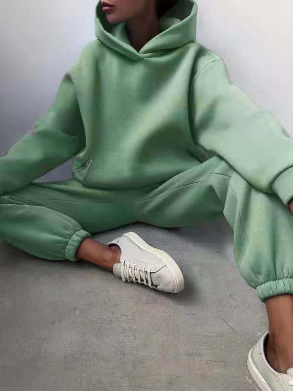 Oversized Hoodie Sweatsuit Set – Two-Piece Pullover Hoodie and Wide-Leg Sweatpants