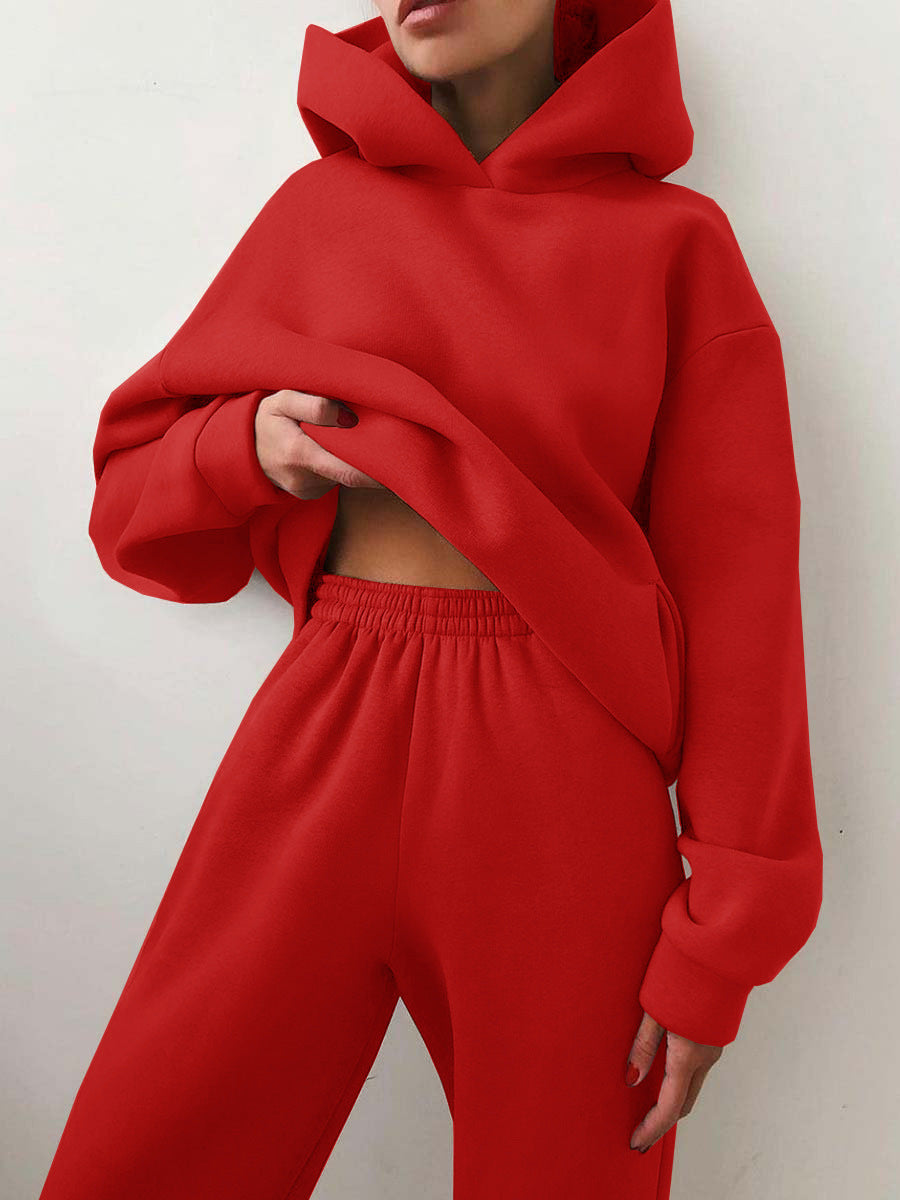 Oversized Hoodie Sweatsuit Set – Two-Piece Pullover Hoodie and Wide-Leg Sweatpants