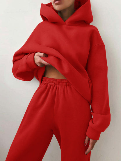 Oversized Hoodie Sweatsuit Set – Two-Piece Pullover Hoodie and Wide-Leg Sweatpants